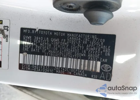 2010 Toyota Corolla S из США, поврежденный, VIN 2T1BU4EE1AC247771